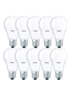 Buy 10-Piece E27 Value Classic A75 Warm White 10W Frosted Screw Base 2700K LED Bulb in UAE
