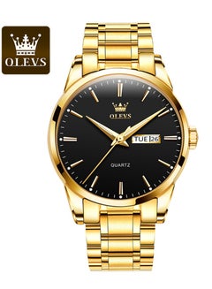Buy Watches for Men Stainless Steel Quartz Analog Water Resistant Watch Gold 6898 in UAE
