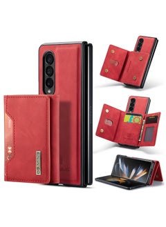 Buy Wallet Case for Samsung Galaxy Z Fold 3, DG.MING Premium Leather Phone Case Back Cover Magnetic Detachable with Trifold Wallet Card Holder Pocket (Red) in Egypt