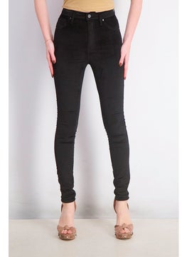 Buy Women Belt Loops Super High Rise Skinny Pants, Black in UAE