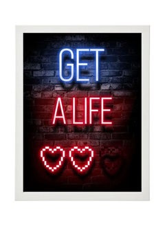 اشتري Get A Life Funny Gaming Neon Wall Art Poster Frame في مصر