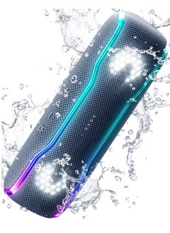 Buy Portable Bluetooth Speaker IPX7 Waterproof Wireless Speaker with Bluetooth 5.3 TWS Pairing 360° Surround Sound Colorful Flashing Lights 30W Super Bass 24H Playtime for Outdoor Party Beach Travel in UAE