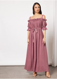 Buy Ruffle Trim Maxi Dress in UAE