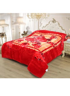 Buy 2 Ply embossed super soft printed raschel blanket warm and comfortable to sleep 14 lbs in UAE