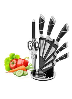 Buy Kitchen Knife Set, 9-Pieces Chef Knives Block Set, Stainless Steel Knife Set for Cutting Slicing Dicing Chopping in Saudi Arabia