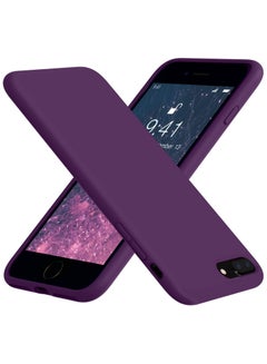 Buy Compatible with iPhone 7/8 Plus Case 6.5 Inch Slim Liquid Silicone 4 Layers Soft Gel Rubber Shockproof Protective Phone Case with Anti Scratch Microfiber Lining (Purple) in Egypt