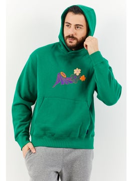 Buy Men Sportswear Fit Hooded Long Sleeve Outdoor Sweatshirts, Green in Saudi Arabia