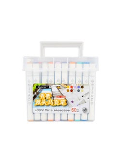 Buy Children'S Double-Headed Art Marker Set With Polypropylene Storage Box (Set Of 60 Pieces) in Egypt