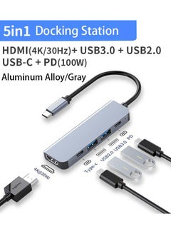 Buy 5 IN 1 USB-C HUB Docking Station Multi-port Hub Adapter for Laptops Tablets in UAE