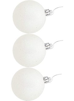Buy Decorative Balls for Christmas 3 Pieces 7 cm White and Silver in Egypt
