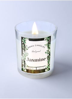 Buy Jasmine Scented Candle 200 ml, Wooden Wick, Aroma Hand Poured  Natural candle - Roma Candles - Last longing glass Jar candle with wooden lid Home Decor in UAE