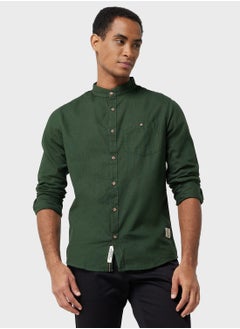 Buy Thomas Scott Classic Slim Fit Band Collar Pure Cotton Casual Shirt in Saudi Arabia