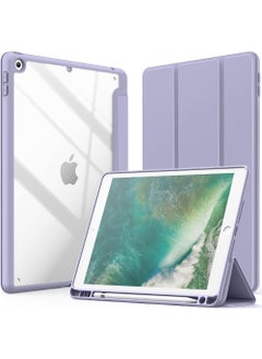 Buy Case for iPad 9.7-Inch (6th/5th Generation 2018/2017) with Pencil Holder Clear Transparent Back Shell Slim Stand Shockproof Tablet Cover Auto Wake/Sleep in UAE