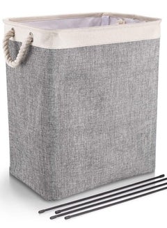 اشتري Laundry Basket with Handles & Brackets Small/Large/Tall Hamper Collapsible Washing Bin Built-in Lining for Bedroom Dorm Toy Clothing Storage (BEIGE&GREY) في الامارات