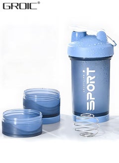 Buy 3 Layer Shaker Bottles for Protein Mixes Workout Shaker Leak Proof, Sport Water Bottle, Dual Mixing Technology with Shaker Balls, Twist and Lock Protein Box Storage Included in Saudi Arabia