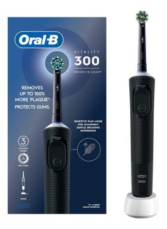 Buy Vitality 300 Rechargeable Toothbrush with CrossAction Brush Head, 3 Cleaning Modes & 2 Minutes Built-in Timer D103.413.3 BLACK in UAE