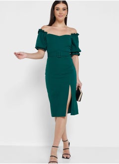 Buy Puff Sleeve Bardot Dress in UAE