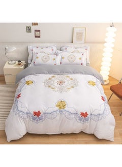 Buy King Size Bedding Set Luxury Soft and Breathable Premium Quality Cotton Bedsheet Set Floral Printing Duvet Cover Set Deep Pocket Easy Care 360 Around Fitted Bedsheet with 4 Pillowcases in UAE