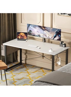 Buy Modern Simple Style 100cm Computer Desk for Home Office and Study, White Laptop Table with Storage Bag (100 x 48 cm) in Saudi Arabia