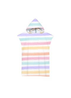 اشتري Hooded Beach Towel for Girl & Boy, Absorbent Lightweight Quick-Dry Poncho Changing Towel, 75*65cm Wearable Hooded Towel Stripe Soft Bath Towel for Surfing Beach Swimming Outdoor Sports في الامارات