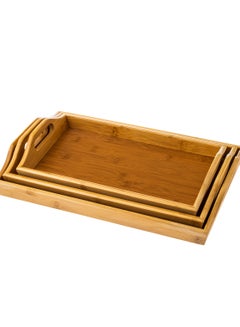 Buy A set of waterproof bamboo wooden trays in 3 different sizes in Saudi Arabia