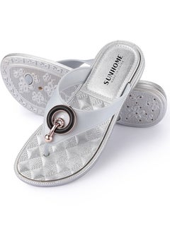 Buy Embellished Detail Flat Sandals Silver in Saudi Arabia