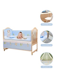 Buy Baby Wooden Bed, Movable Beside Crib With Double Decker, Multifunctional Cradle For Newborn Toddlers With Changing Table in Saudi Arabia