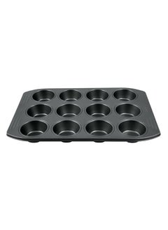 Buy Easy Grip 12 Muffins Tray Baking mold 26.5 x 39.5 cm Dark Grey Carbon Steel J1625745 in Saudi Arabia