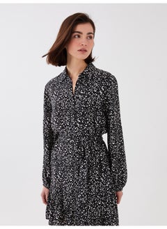 Buy Shirt Neck Patterned Long Sleeve Women's Dress in Egypt