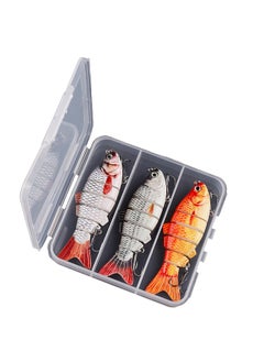 Buy Fishing Lures for Bass Trout 6-segment Hard Body Lures with Treble Hook Swimbait in UAE