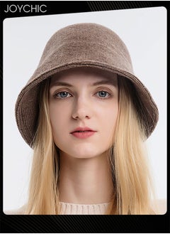 اشتري Solid Color Simple Women Autumn and Winter Knitted Warm Bucket Hat for Outdoor Windproof في السعودية