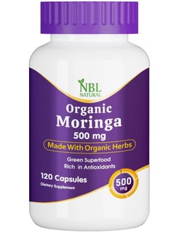 Buy Organic Moringa 500mg, Energy, Metabolism, & Immune Support, 120 Capsules in UAE