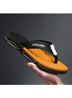 اشتري Stylish Thick-Soled Summer Mens Flip-Flops Non-Slip Beach Sandals Orange Yellow في السعودية