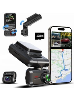 Buy 3 Channel Dash Cam 4K Front Included 128G Card, 2K+1080P+1080P Dash Camera Front and Rear Inside with Wide Angle for Cars, Night Vision Car Camera with GPS WiFi, Car Accessories (A7) in Saudi Arabia