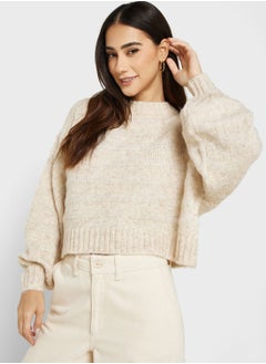 Buy Balloon Sleeve Knitted Sweater in UAE