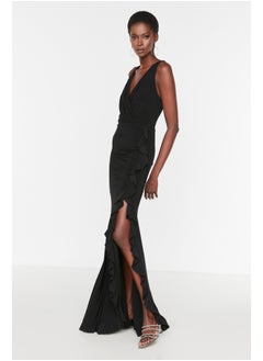 Buy Black Stone Accessory Detailed Long Evening Dress TPRSS23EL00509 in Egypt