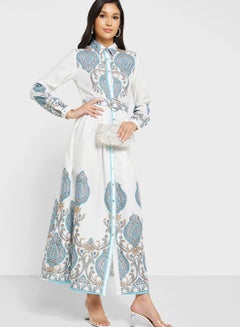 Buy Printed Button Down Shirt Dress in UAE