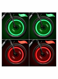 اشتري 4Pcs Bike Spoke Light Waterproof Easy Install Wheel Spoke Lights LED Neon Tire Flash Lamp with 3 Flash Modes for Both Adults Kids Bike في الامارات