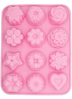 Buy 12-Cavity Flowers Silicone Cake Molds Soap Mold Cake Jelly Candy Making Moulds Handmade DIY Chocolate Mold in UAE