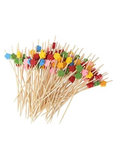 Buy 100PS 12Cm Plum Blossom Bamboo Cocktail Picks Fruit Food Sticks Disposable Toothpicks in UAE