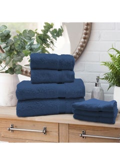 Buy Home Essentials (Navy Blue) Luxury Bath Towel (70 x 140 Cm -Set of 1) 100% Cotton, Highly Absorbent and Quick dry with Horizontal Striped Dobby -550 Gsm in UAE