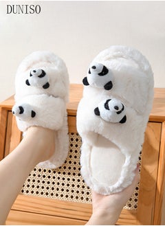 Buy Women's Fuzzy Slippers Comfy Plush House Slippers for Indoor Outdoor Fluffy Open Toe Warm Breathable Anti-skid Sole Gift Slippers for Women and Girls in Saudi Arabia