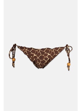 Buy Women Printed Bikini Bottom, Brown in Saudi Arabia