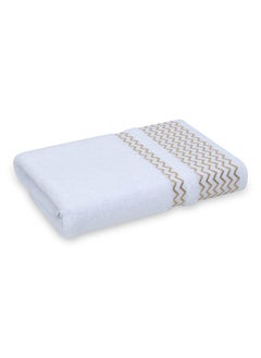 Buy Chevron Lurex Bath Towel, Ivory & Gold - 500 GSM, 140x70 cm in UAE