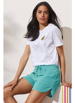 اشتري Women Plain Drawstring Shorts, Turquoise في الامارات