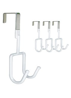 اشتري Over The Door Hooks - 4 Packs Heavy-Duty Hangers, Soft Rubber Surface Prevent Scratches, Over Door Hooks for Hanging Clothes, Coats, Robes, Hats, Towels (White) في الامارات