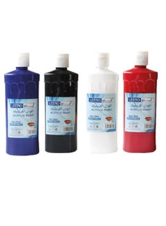 Buy Set of Acrylic Paint 250ml 4 Color White & Black & Blue & Red Color in Saudi Arabia