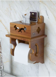 Buy Wooden Twist  Beautiful Design 2 Compartments Tissue Box & Napkin Holder in UAE