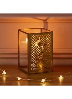 اشتري Flicker Metal Peacock Cutwork Candle Holder 10 x 15.5 x 10 cm في الامارات