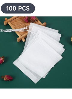 Buy 100-Piece Disposable Tea Filter Bags Corn Fiber Drawstring Seal Filter Tea Bags,for Loose Leaf Tea, Empty Tea Bags Filter Flower Tea &Coffee Bag (7cm*9cm) in Saudi Arabia